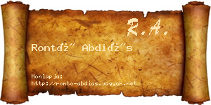 Rontó Abdiás névjegykártya